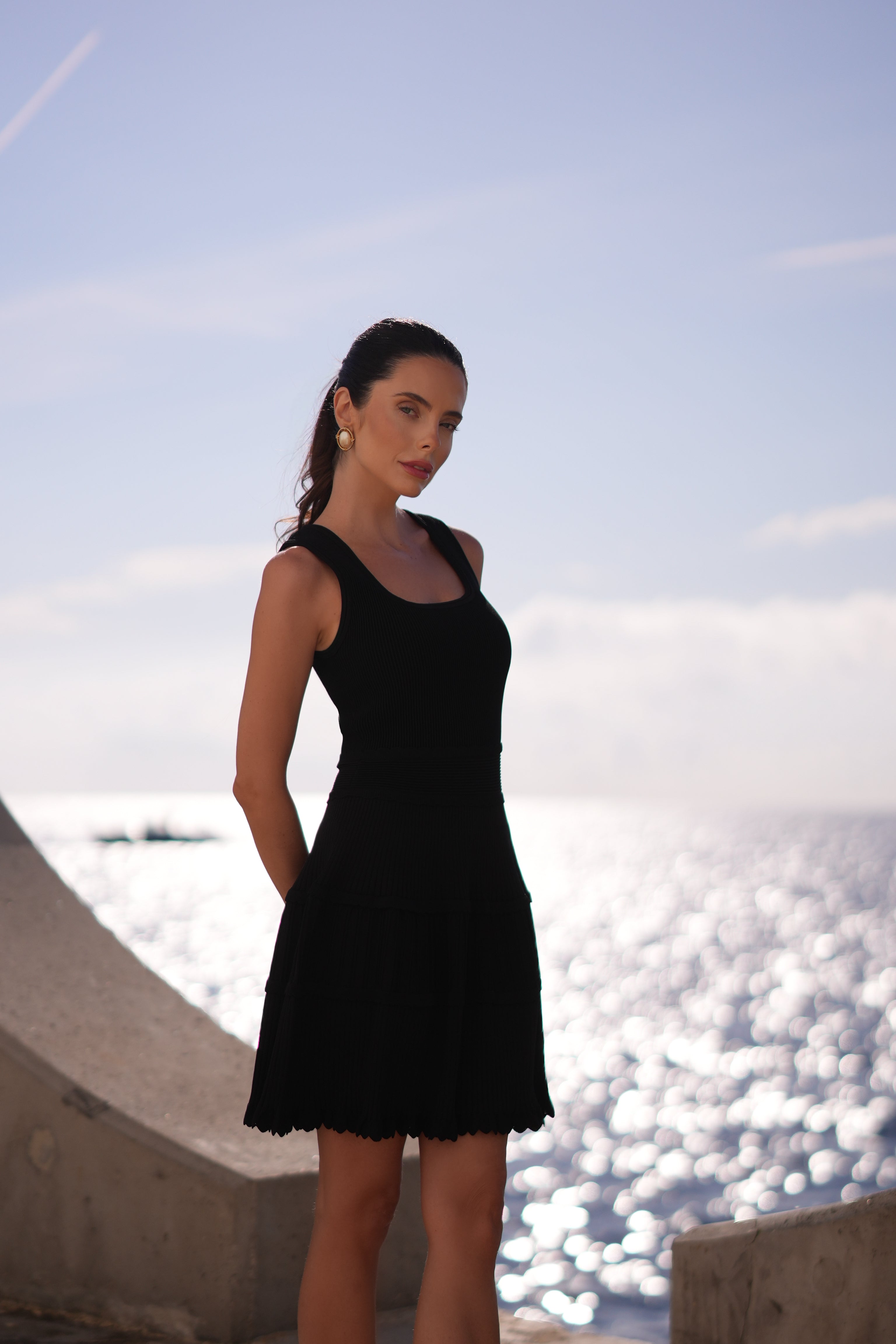 Stretch Knit RaRa Mini Dress (Noir)