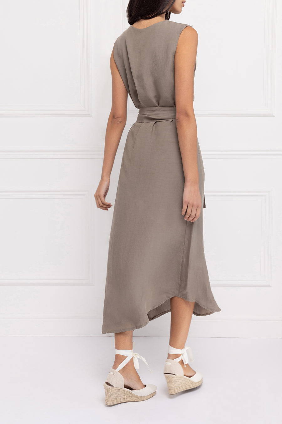 Sleeveless V Neck Linen Blend Dress Desertrose main image 0