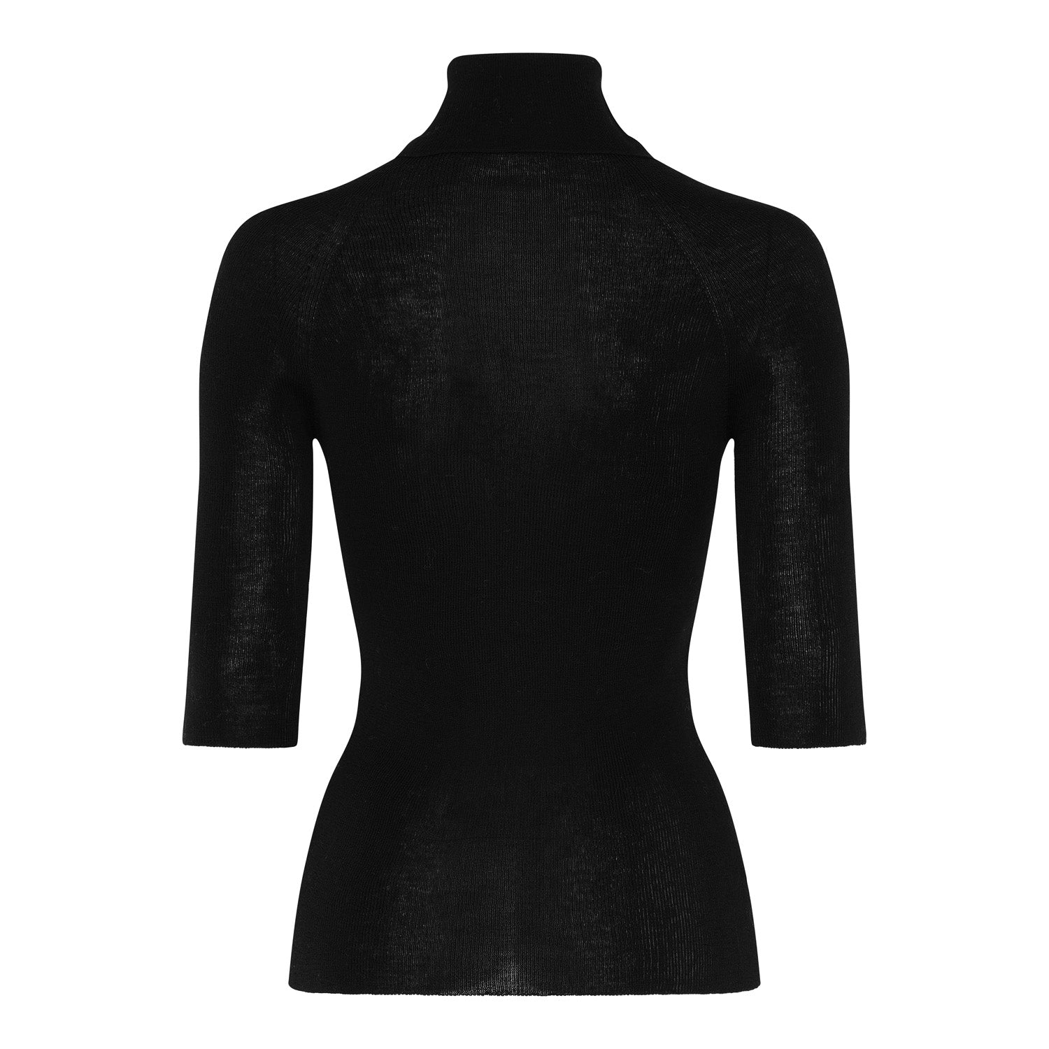 Virgin Merino 3/4 Turtle Neck (Noir)