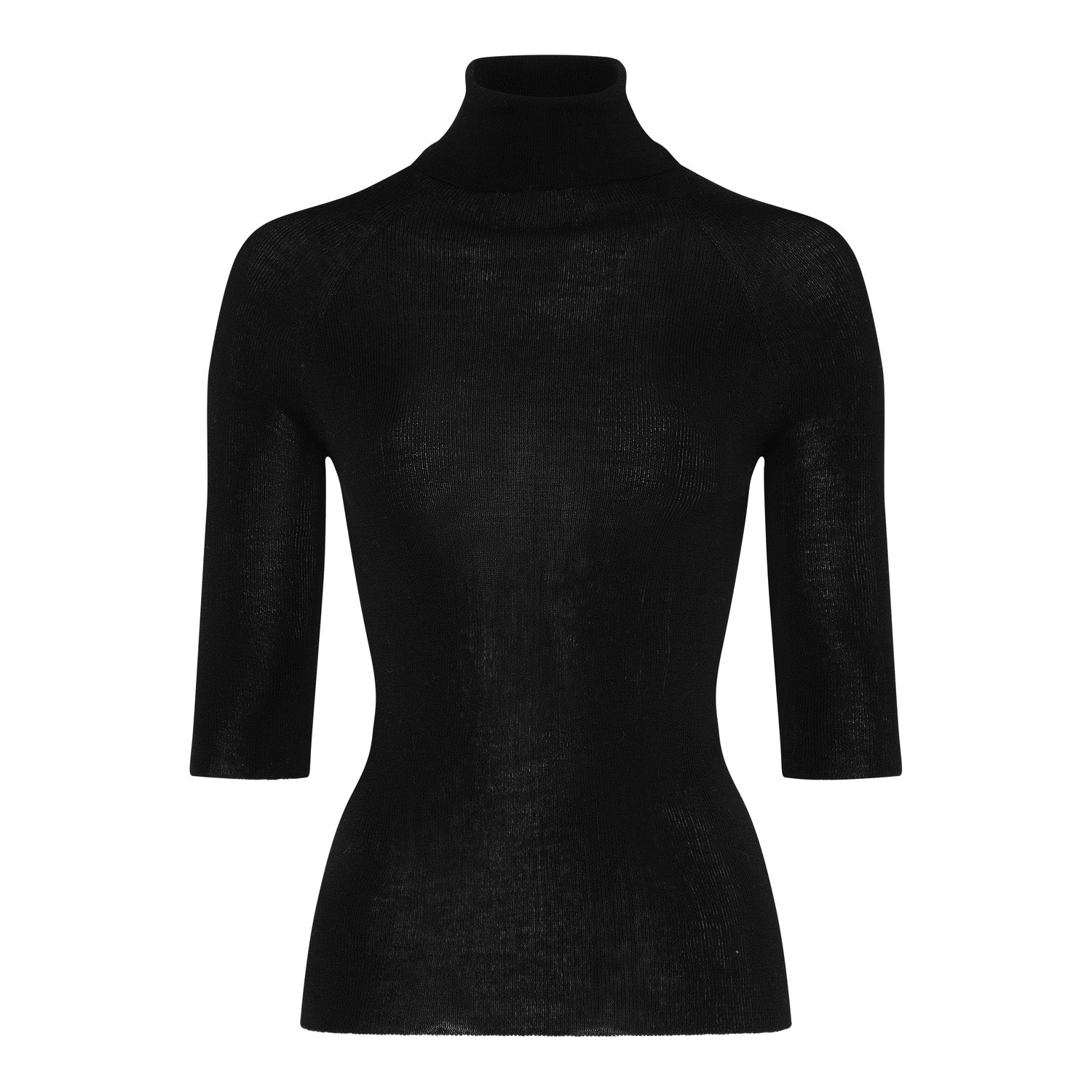 Virgin Merino 3/4 Turtle Neck (Noir)
