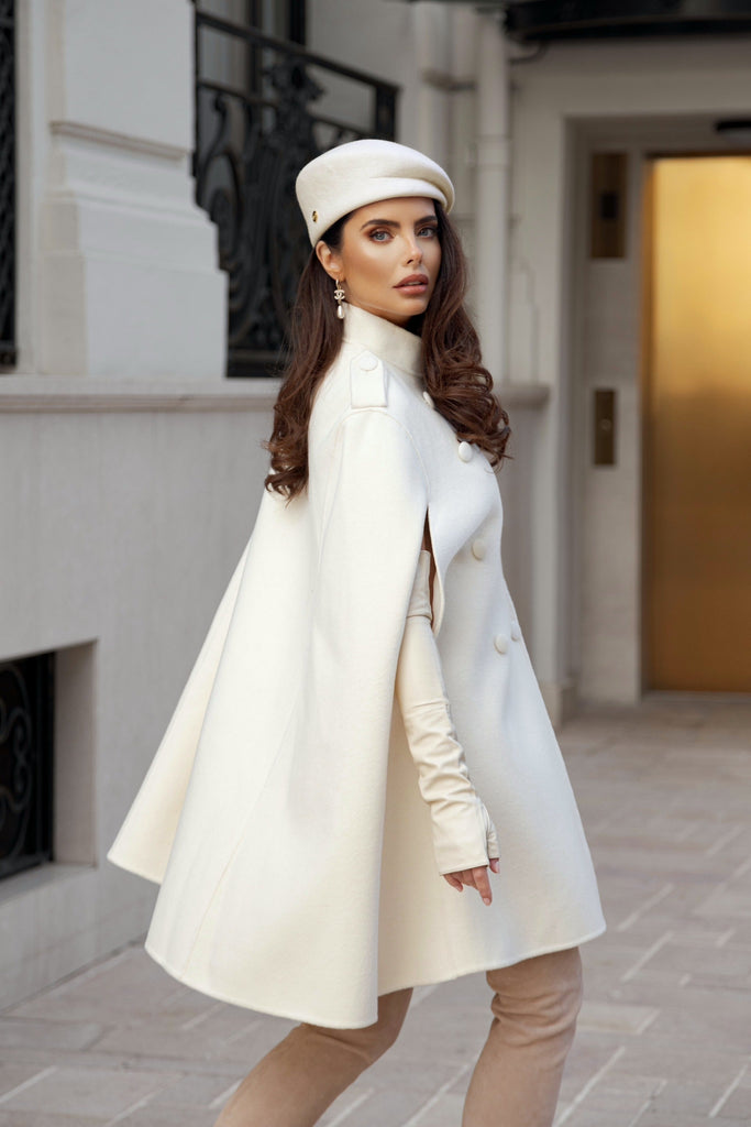 Double Faced Pure Wool Cape Coat