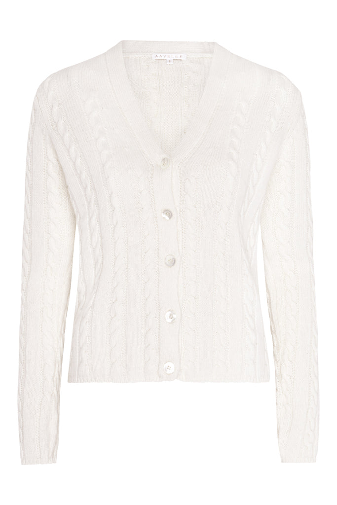 Cashmere Blend Cable Cardigan (Chantilly)