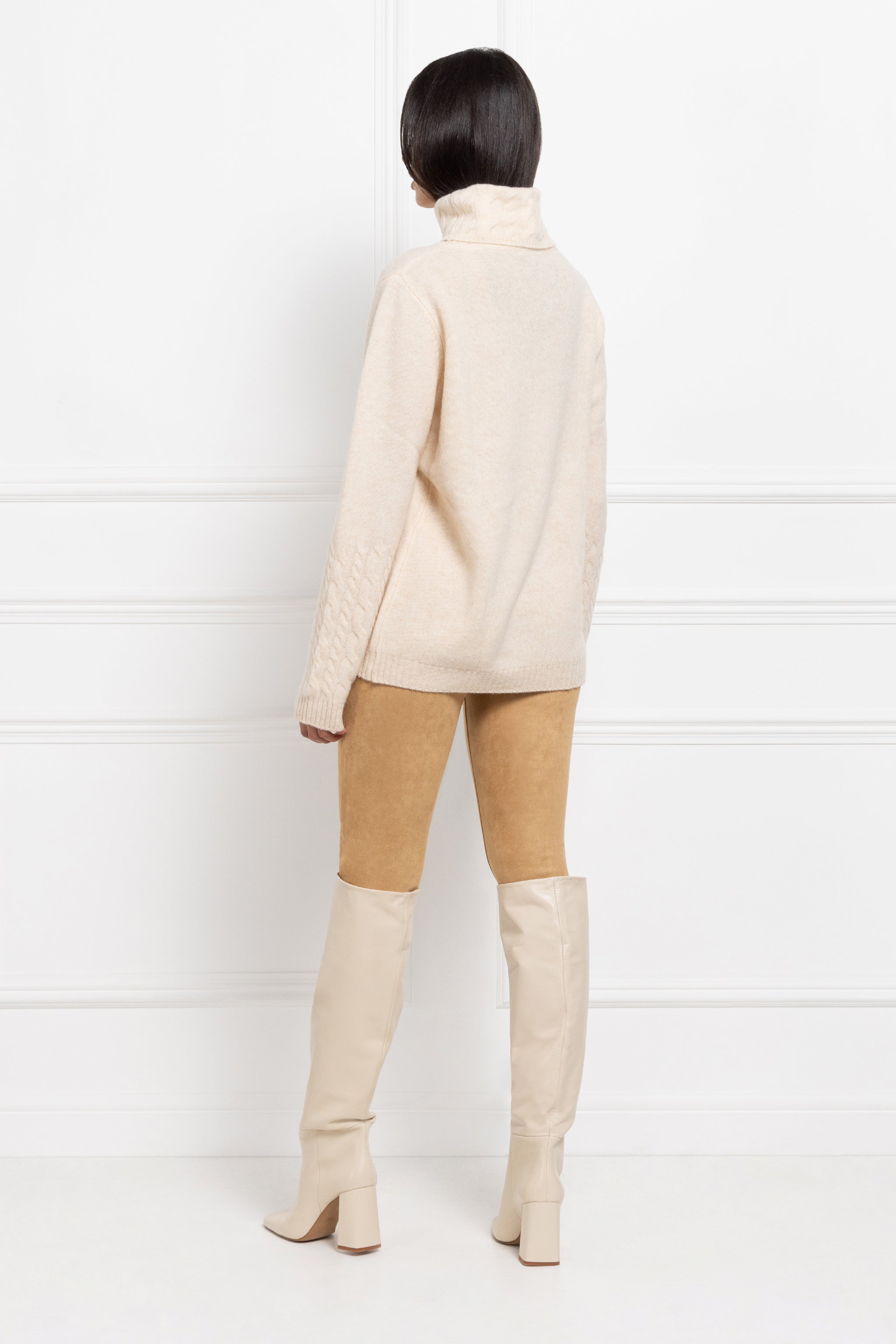 SAMPLE SALE Cable Detail Roll Neck (Buttermilk)