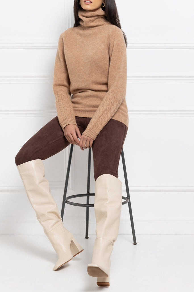 Cable Detail Roll Neck (Camel)