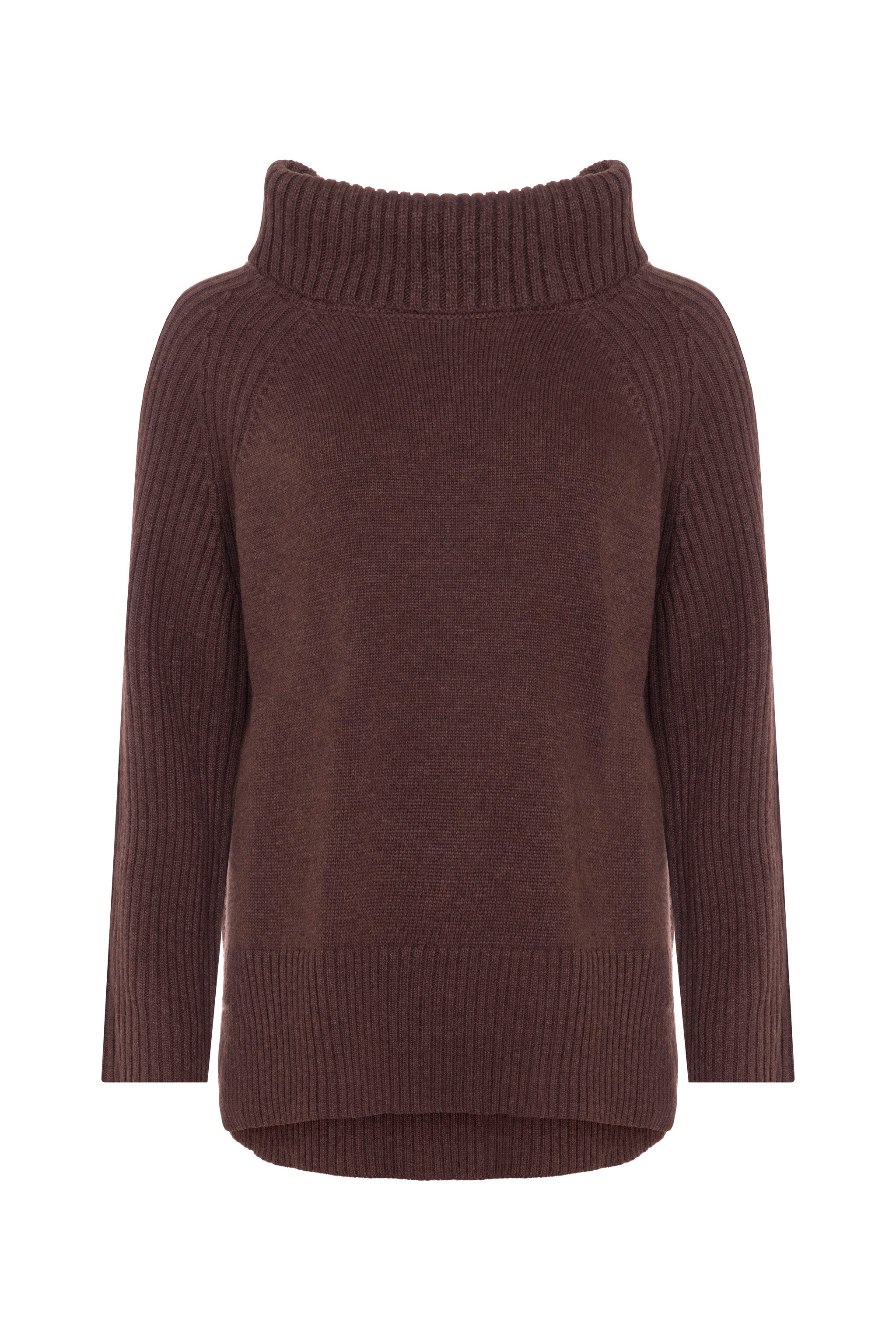 Oversized Cashmere Blend Roll Neck (Chocolate)