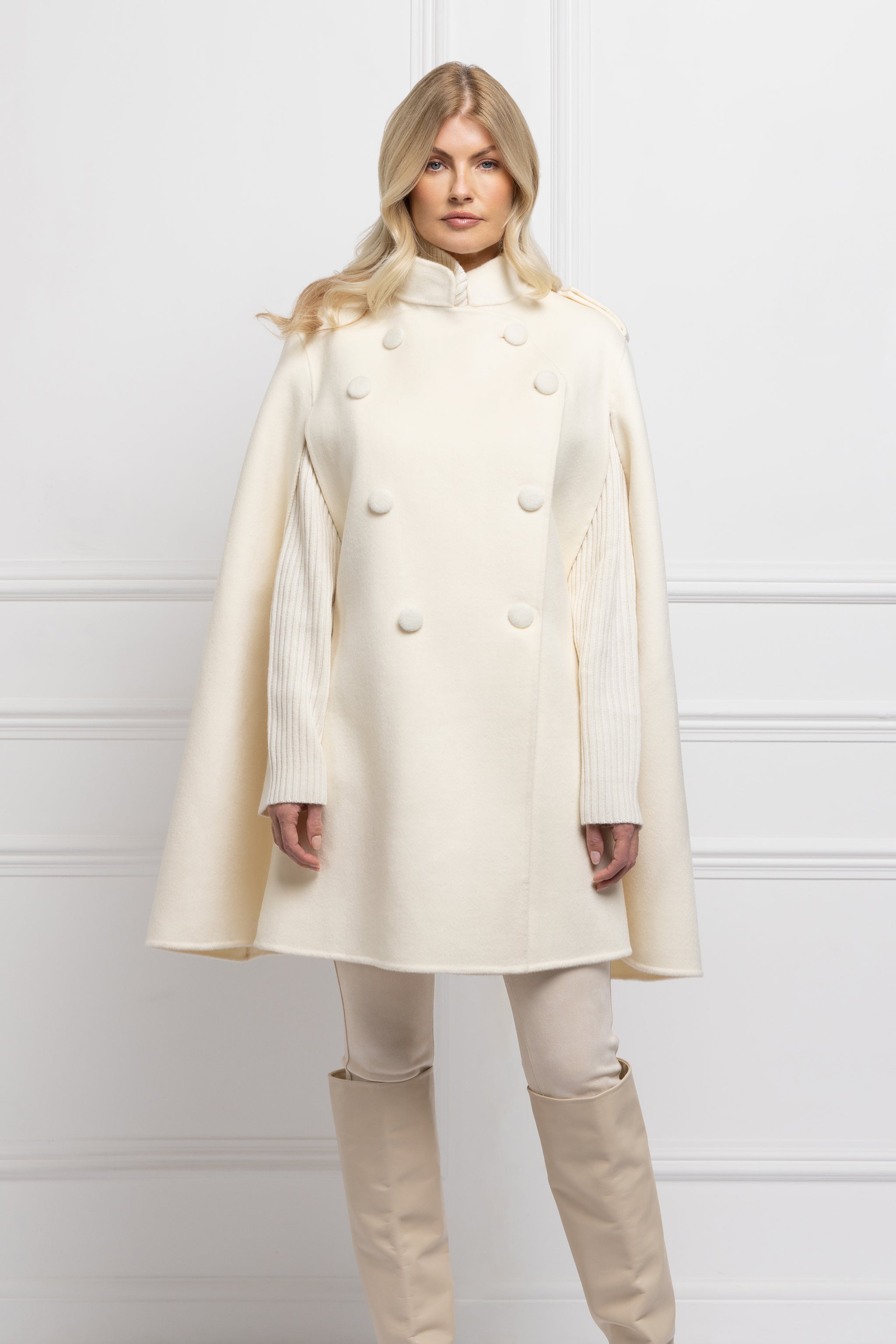 Double Faced Pure Wool Cape Coat Aavelle