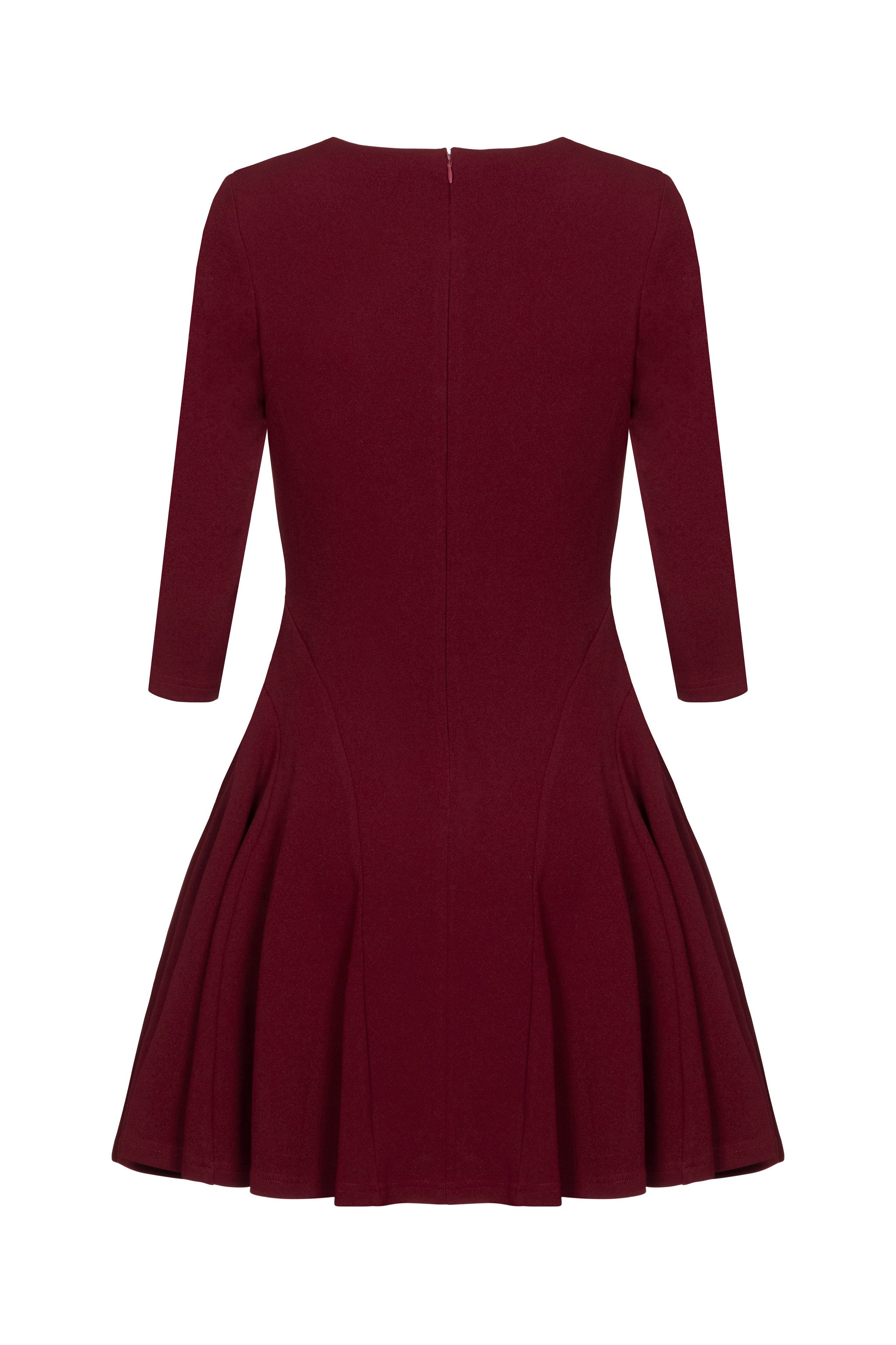 Sleeved Fit & Flare Dress (Mulberry)