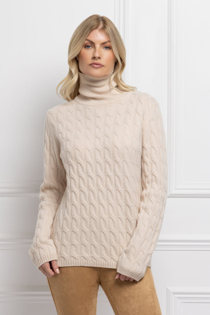 Cable Roll Neck (Buttermilk)