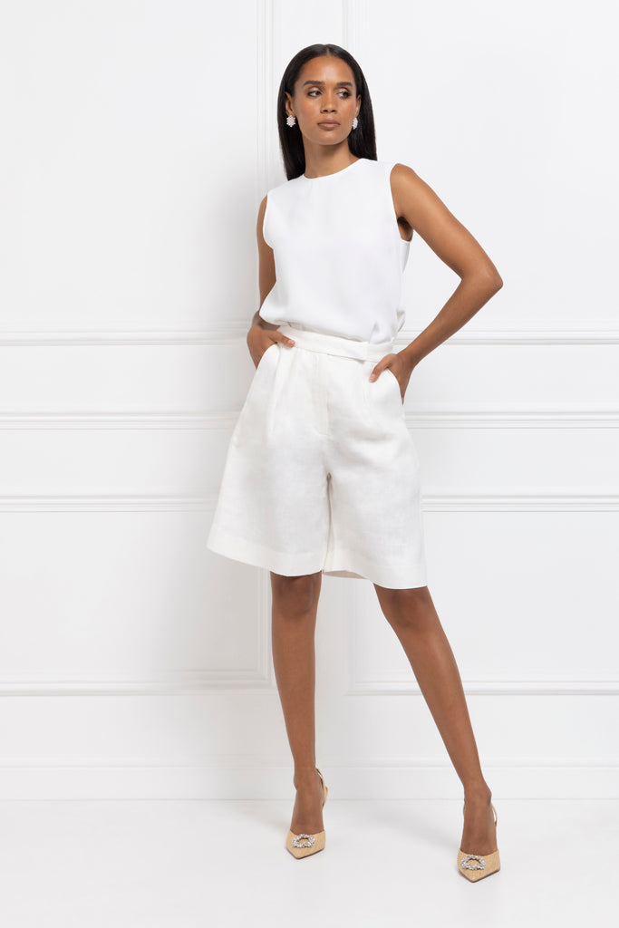Pure Linen City Shorts (White)
