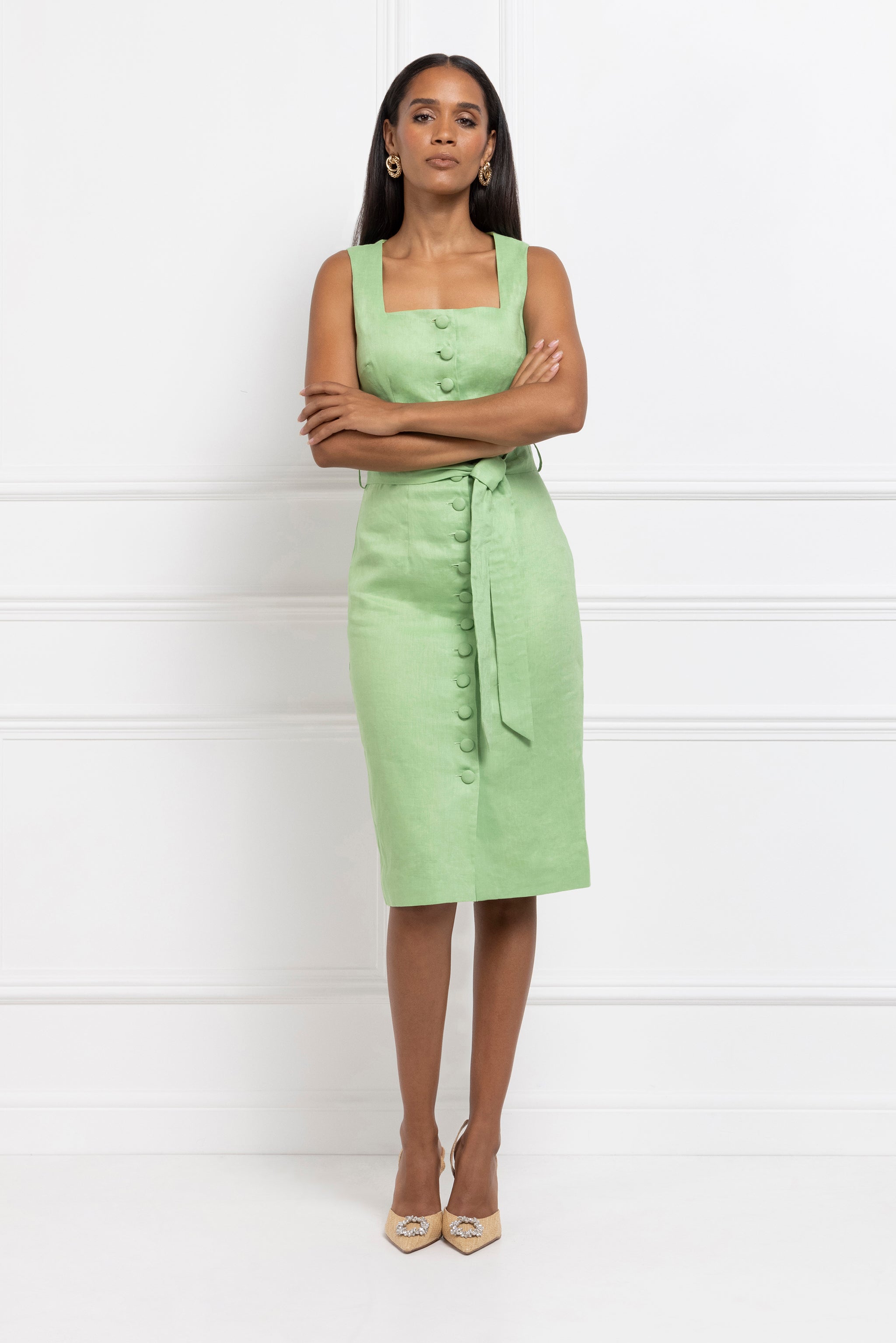 Linen Dress (Lime) Linen Dress (Lime)