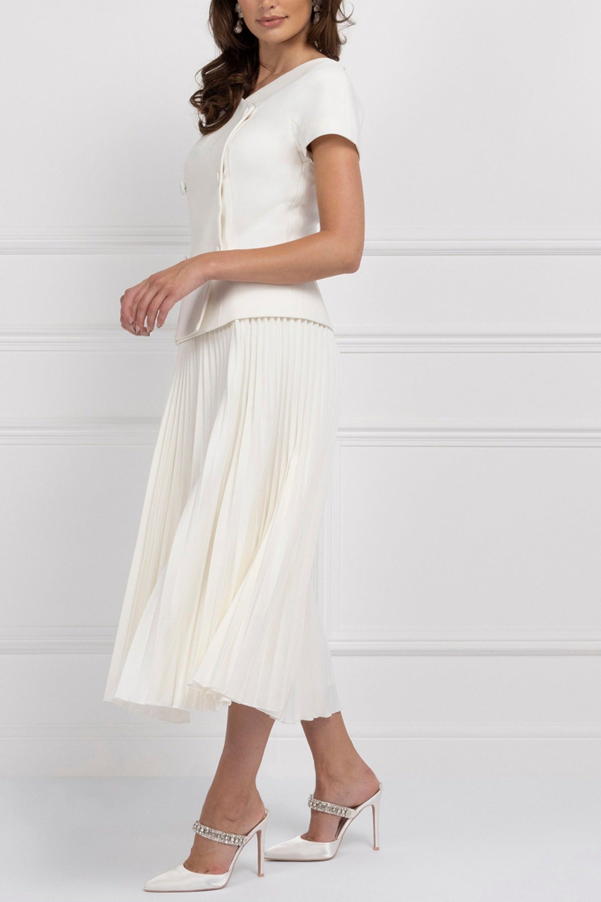 Pleated Midi Skirt (Chantilly)