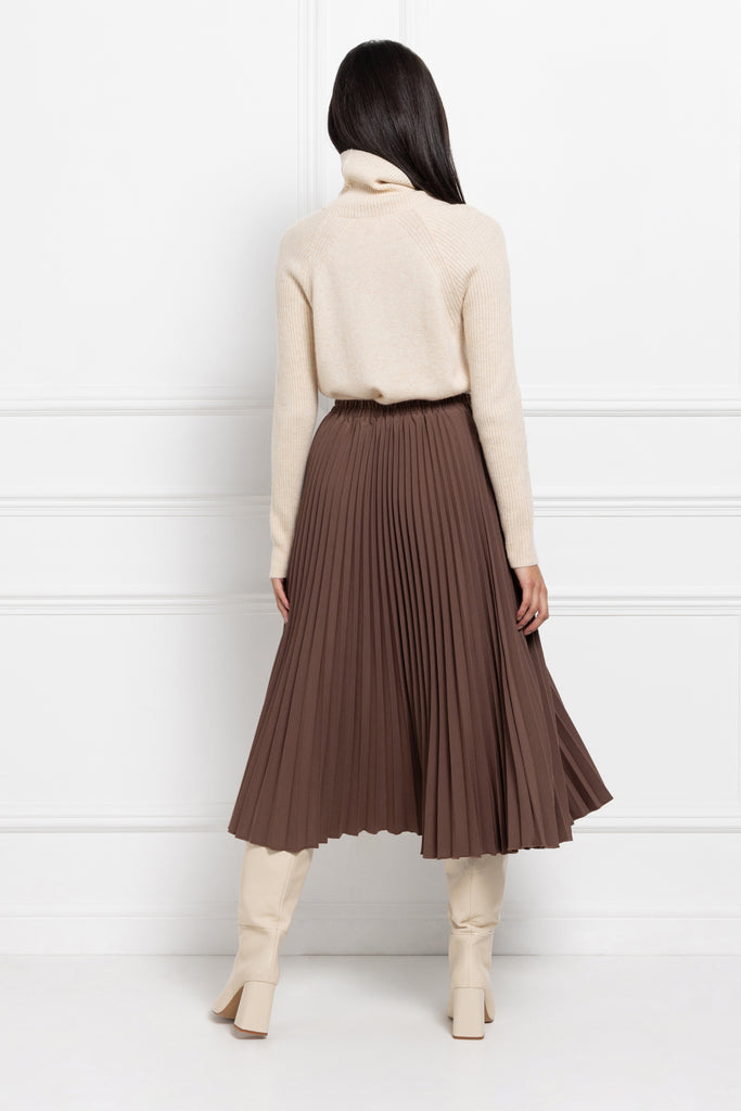 Pleated Midi Skirt (Chocolate)