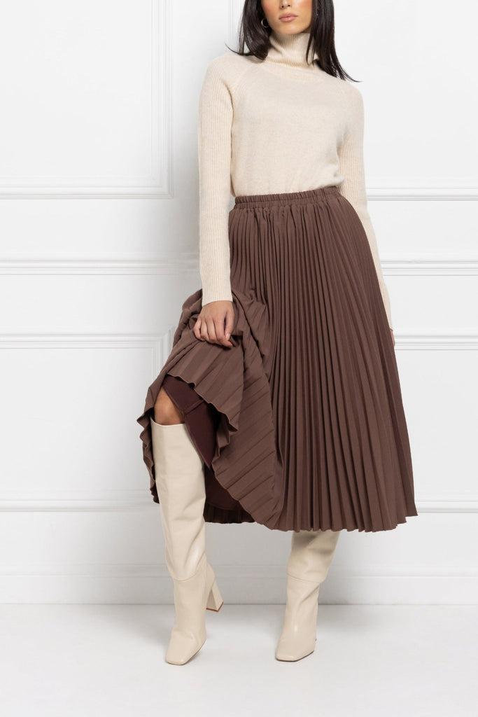 Pleated Midi Skirt (Chocolate)