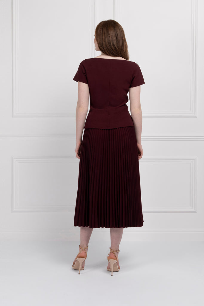 Pleated Midi Skirt (Mulberry)