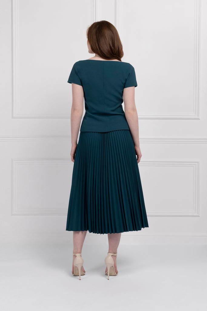 Pleated Midi Skirt (Teal)