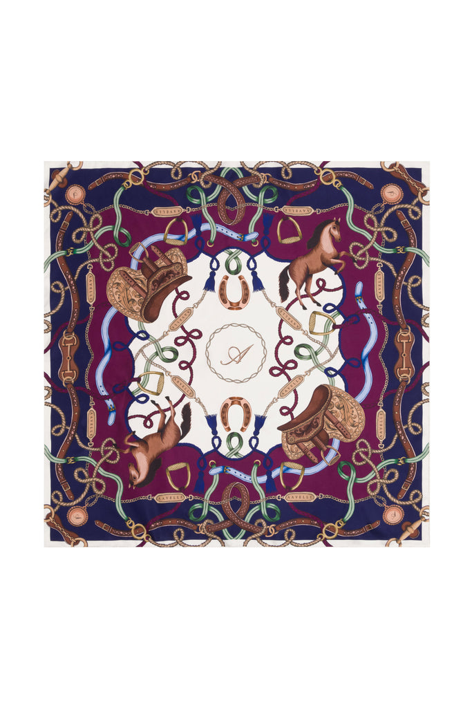 Pure Mulberry Silk Square Scarf (Navy)