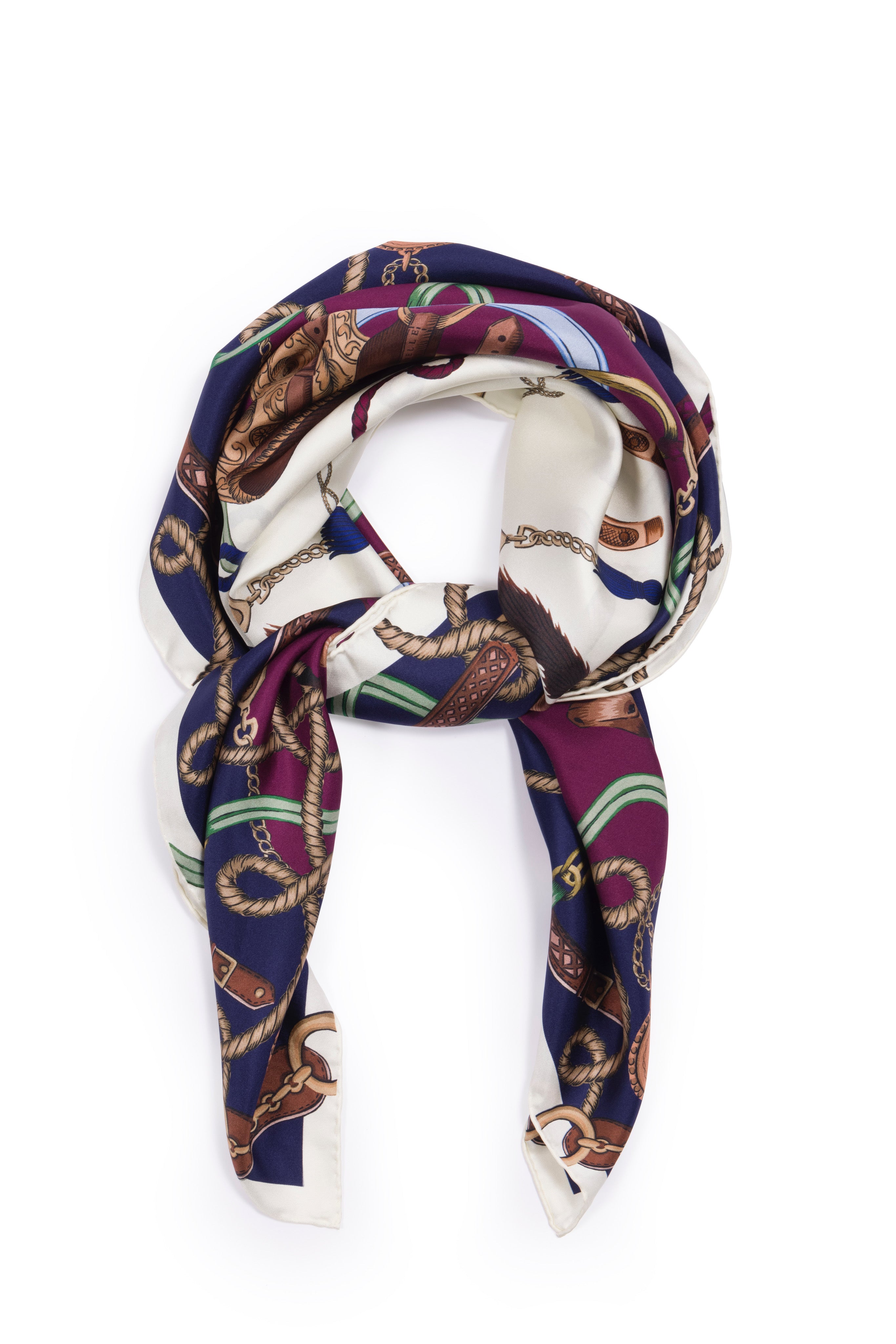 Pure Mulberry Silk Square Scarf (Navy) Aavelle