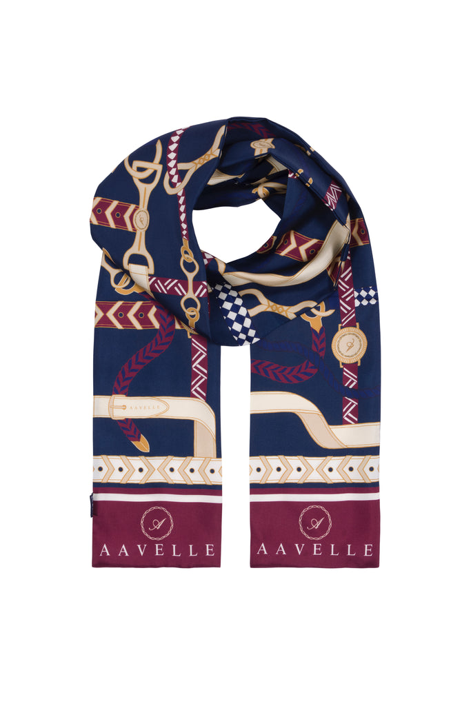 Pure Mulberry Silk Twill Scarf (Navy)