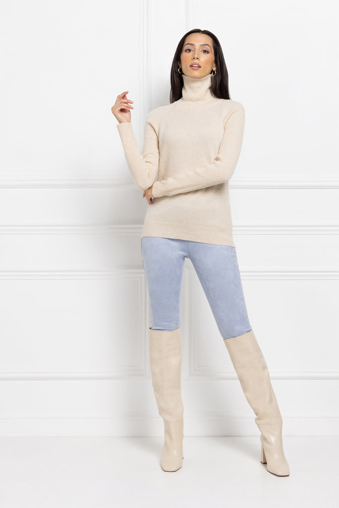 Ribbed Sleeve Roll Neck (Buttermilk)