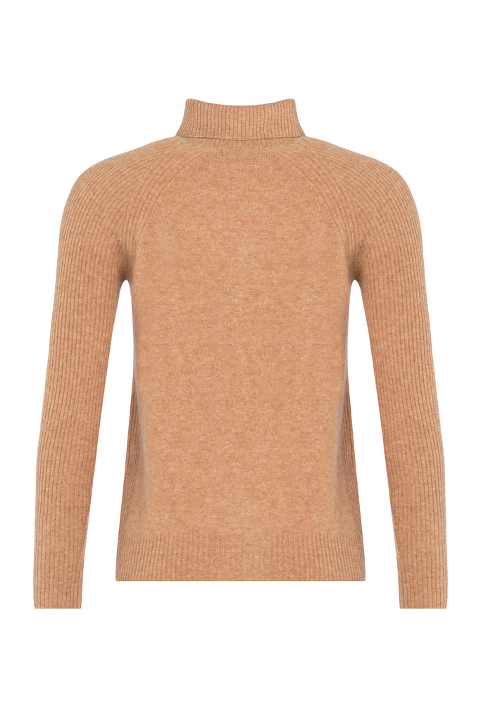 Ribbed Sleeve Roll Neck (Camel)
