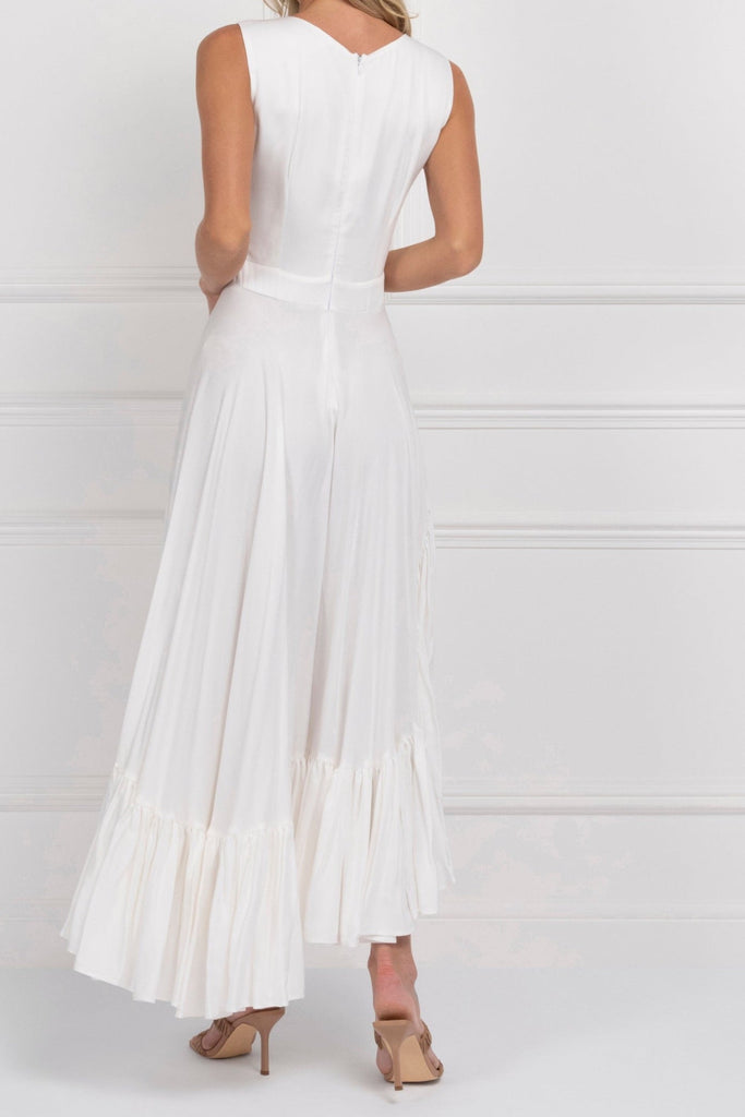 Ruffle Hem Dress (White)