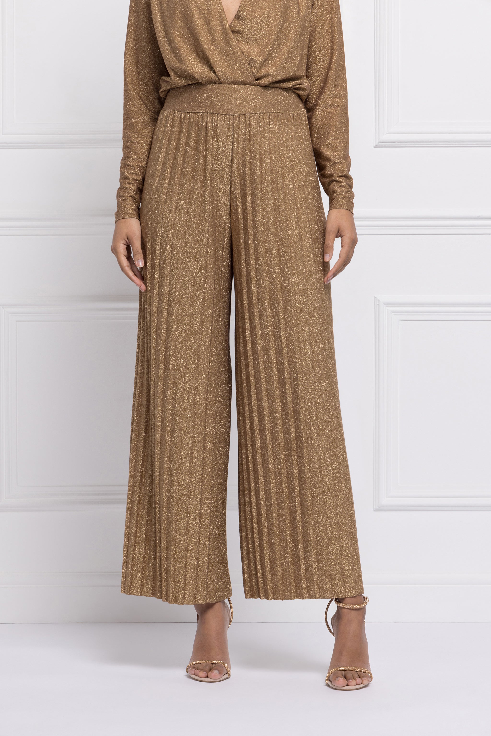 Shimmer Pleated Trousers (Bronze)